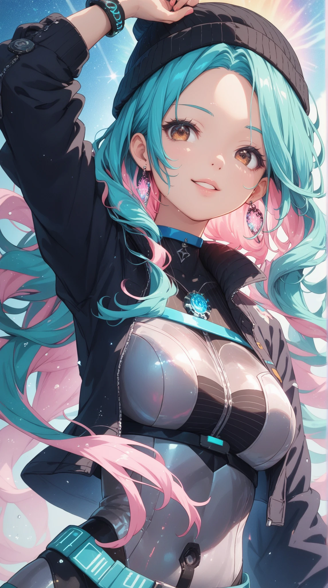 ((( MINT PINK HAIR, [PERFECT REALISTIC EYES]))), ((( HOLDING A BRAID IN YOUR HANDS,))) ultra realistic 8k CG, perfect face, flawless, clean, masterpiece, professional work of art, famous art, cinematic lighting, cinematic flower, perfect face, beautiful face, beautiful eyes, (((( perfect female body, narrow waist))), GOTHIC, real, SINISTER, BLACK HOOD, WIDE SMILE, (DARK SETTING), fantasy, MACABRO, unreal, scientific fantastic, (huge breasts), BLACK clothing, lace, lace trim, lace socks, nsfw, chest out, absurdly long hair, very long hair, (saturated: 1.4), SKULLS AROUND, intricate detail, delicate pattern, sexy, charming, seductive, seductive, erotic, charming, cat ears, bracelet, lace gloves, armband, looking at the viewer, in the club, galaxy, star multicolored, neon in the hair