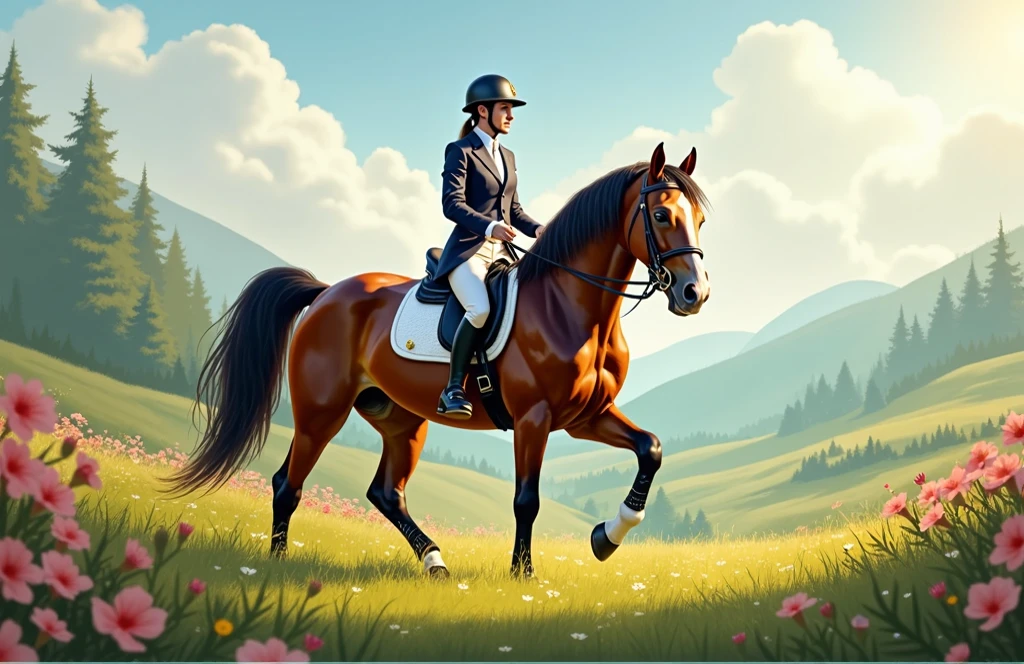 Draw an attractive picture for an equestrian club website " dream"