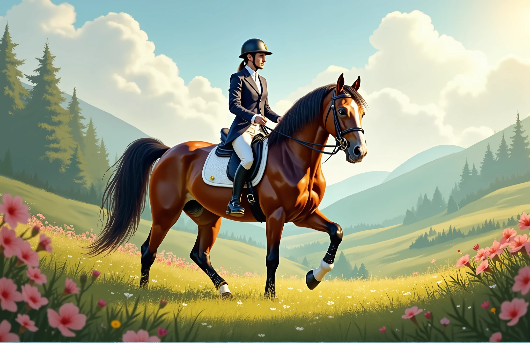 Draw an attractive picture for an equestrian club website " dream"