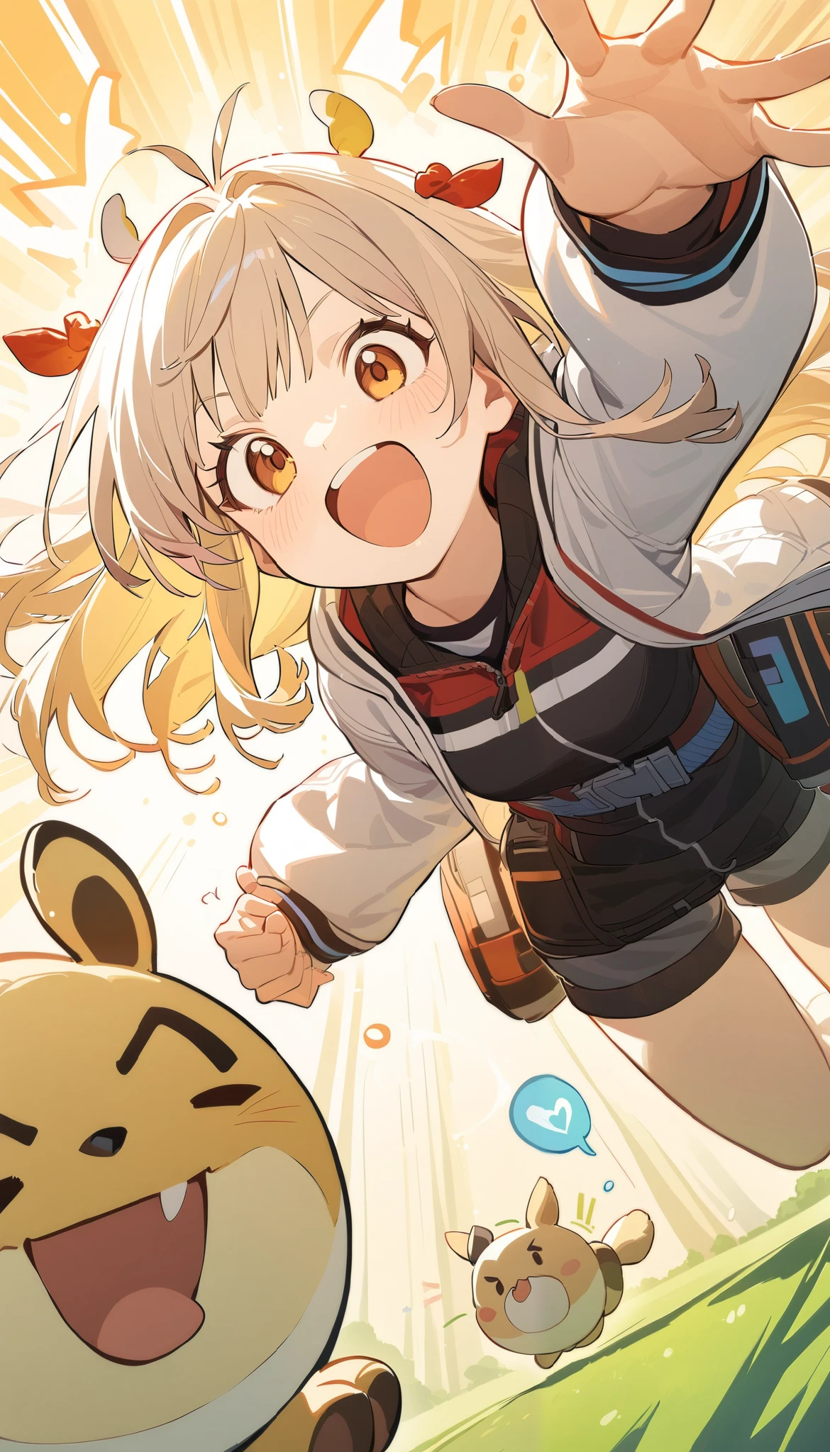 the girl looks enthusiastically, very excited , very happy , beeps with delight