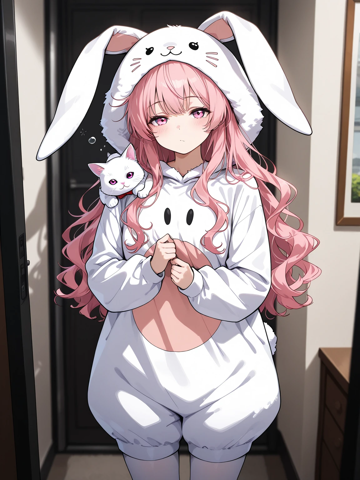 (masterpiece, best quality), 1girl, bunny suit, embarrassed, looking away, flushed