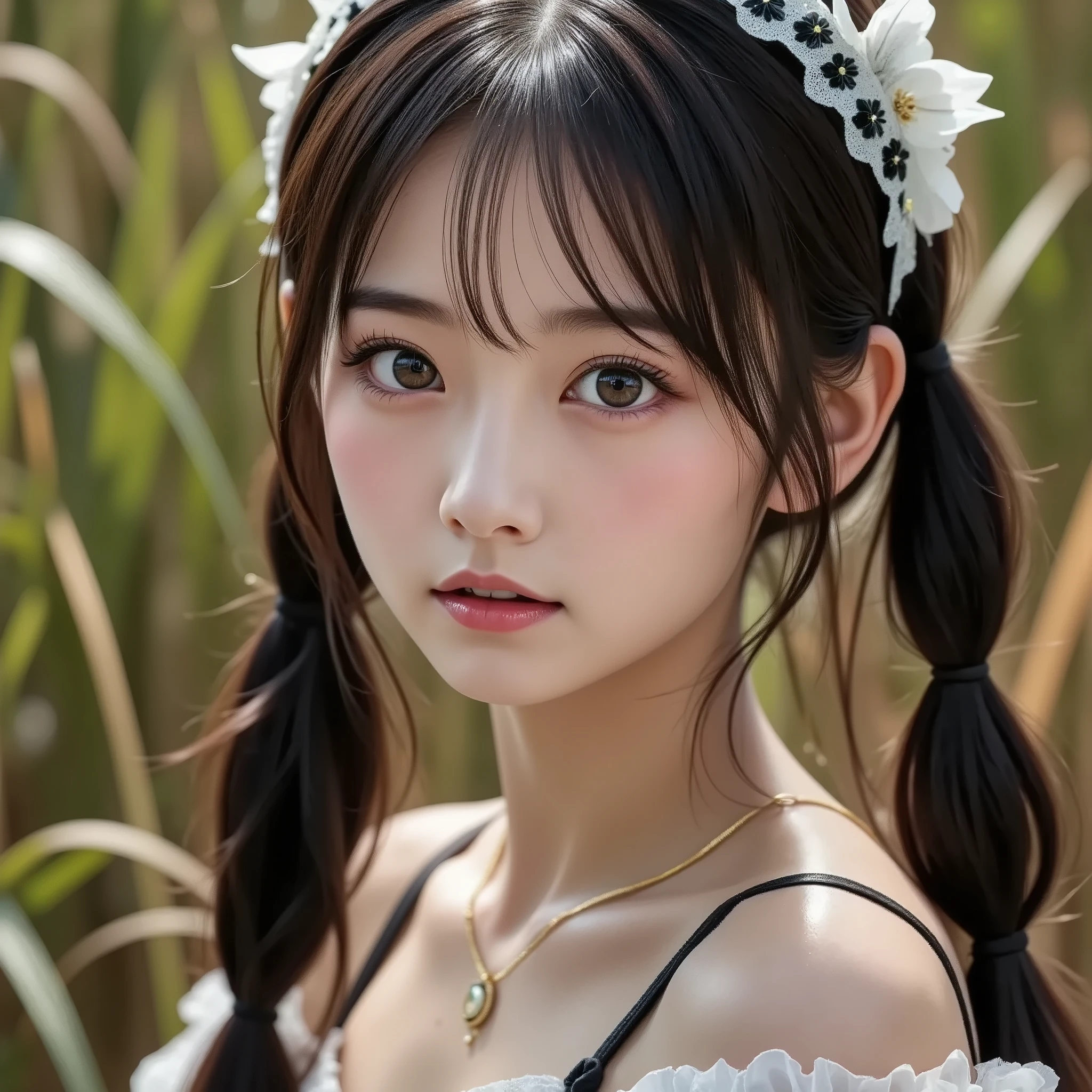 Masterpiece, top quality, UHD, ultra high definition, ultra high resolution, raw photo, highly detailed, beautiful eye to detail, anatomically correct, textured skin, realistic, photorealistic, award-winning photography, depth of field, cinematic lighting, natural light, sunlight, three-point lighting, key light, backlight, from below, drooping eyes , colored contact lenses, long eyelash, bags under the eyes, brown hair, thick bangs, curly, shiny hair, happy smile, T-shirt, jacket, seaside,