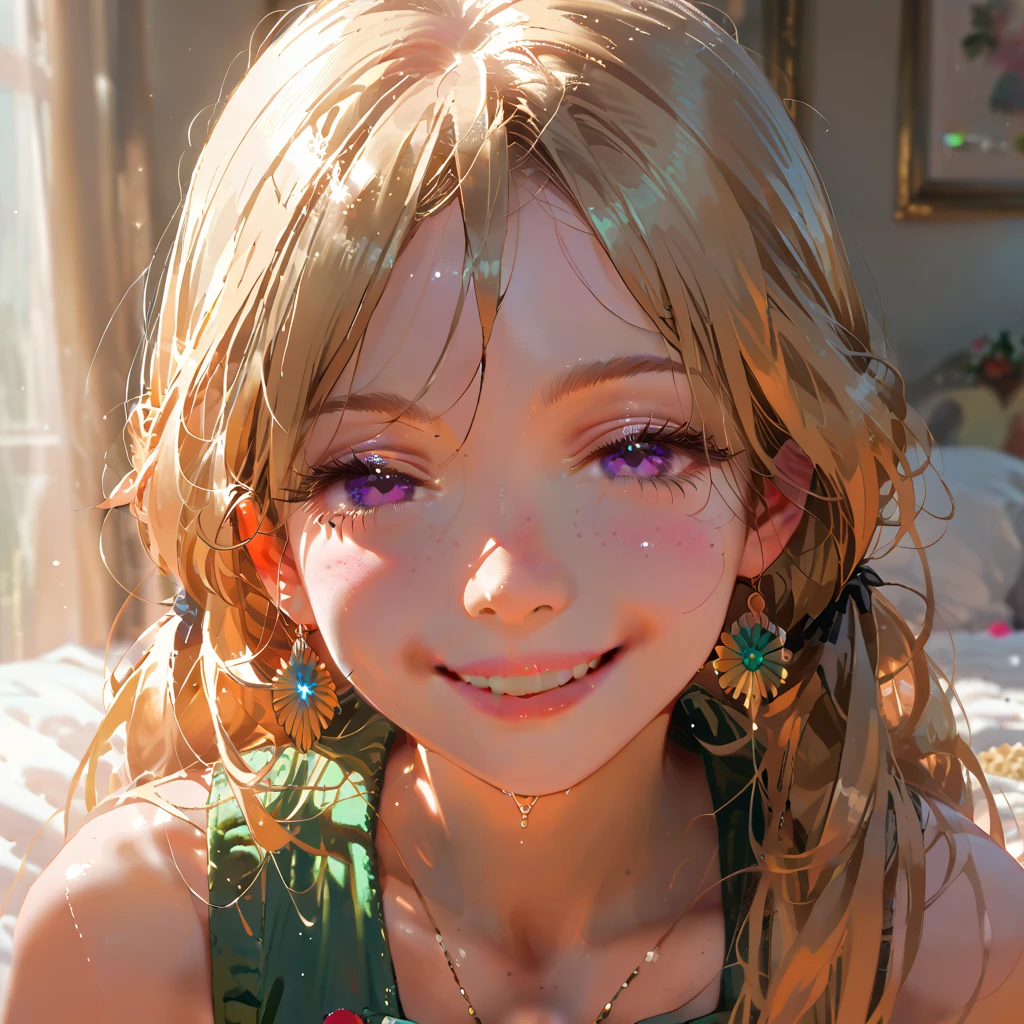  anime girl image, beautiful, delicate, heroin, brave, audaz,  details ,  high quality,  blond hair ,  Long hair , beautiful skin, Hero, strong, daring,  friendly smile , rosy cheeks, adorable