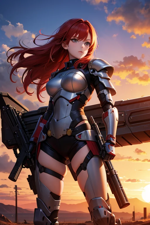 masterpiece, (realistic), highres, highly detailed, intricate, beautiful woman, red hair, blue eyes, freckles, detailed face, knight, armor