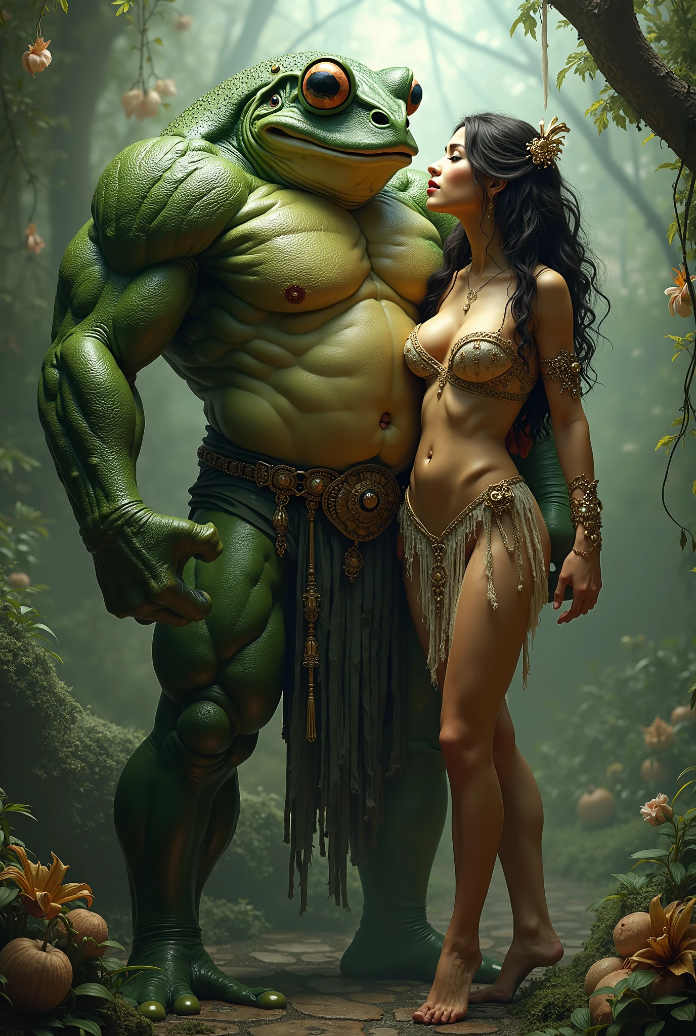 (Lara Croft, large breasts, sparse pubic hair) fucking a huge male furry gorilla with gorilla penis in ancient ruins in the jungle