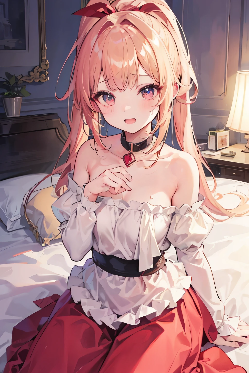 (((Petite girl with blonde twin tails))),in the livingroom