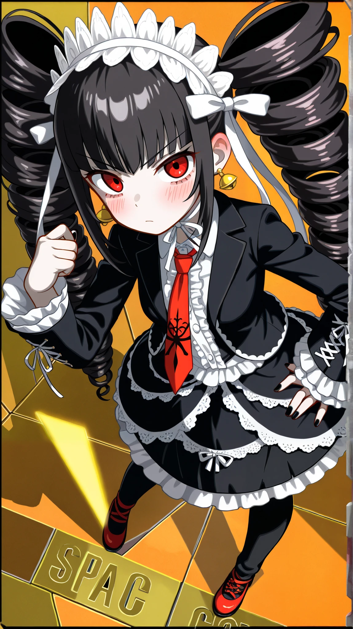 <lora:CelestiaDG:1>, CelestiaDG, 1girl, solo, jewelry, black nails, claw ring, frills, upper body, necktie, long sleeves, looking at viewer, shirt, black jacket, jacket, nail polish, closed mouth, <lora:HakikaStyle:1>, HakikaStyle,