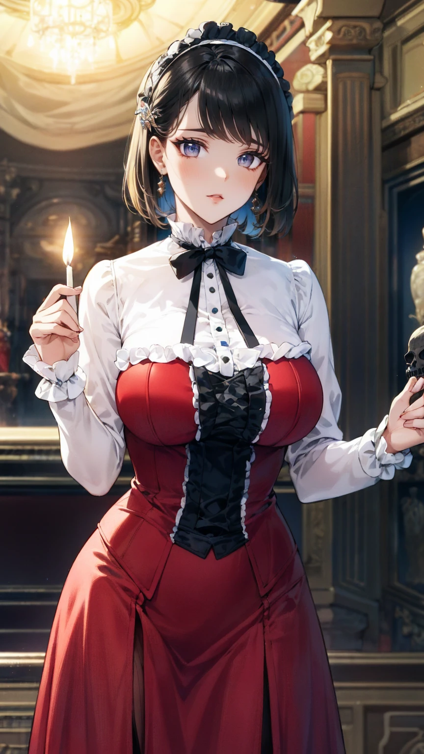 (Masterpiece), ( best quality ),  very detailed,  1 girl, (whole bodyソロショット:1.5), whole body, ( basement),  skirt ,  shirt,  Long Sleeve , frills,  wicked smile that scratches my butt,  creepy,  candle,  hair accessories, (doll), Tapestry,  horror theme,  absurd,  RAW photos,  very delicate and beautiful, Masterpiece best quality , 超 high definition, 32K, 超 realisticな,  very detailedな,   detailed explanation  ,  blue-white skin, 20 years old, Tearful mole,  earrings, Huge ,  short medium hair in a gypsy tent,  wavy hair, ( best quality , 16k, Masterpiece超 high definition,  Victorian ,  realistic: 1.2),  1 girl, Devil Costume, Rob ,  cowboy shooting,  One Length Bob Cut Braided Hair Clips ,  cute, Neat, Disconnect, heroine&#39;property, Artistic Shadows, Currently being rejected.Ghost、[Scared、Ghost、halloween、fight、fight、Large group、a lot、.( best quality ,4K, high definition,Masterpiece:1.2), very detailed, realistic:1.37, creepy altar background,dark fantasy,Red Scheme ,ominous atmosphere, Eye Catching ,story,anatomy, anime style, concept art , Beautiful Faces in Every Detail and   ((( red eyes ))), angel design , Twisted Smile、,, skull bones, horror style , (( Fantasy Sweetheart Frills Pink Costume)), ((1 woman with fluttering blond hair )),,Female Curves,  Sexy Flat Stomach , perfect hand,  Flawless Anime Character Faces ,
