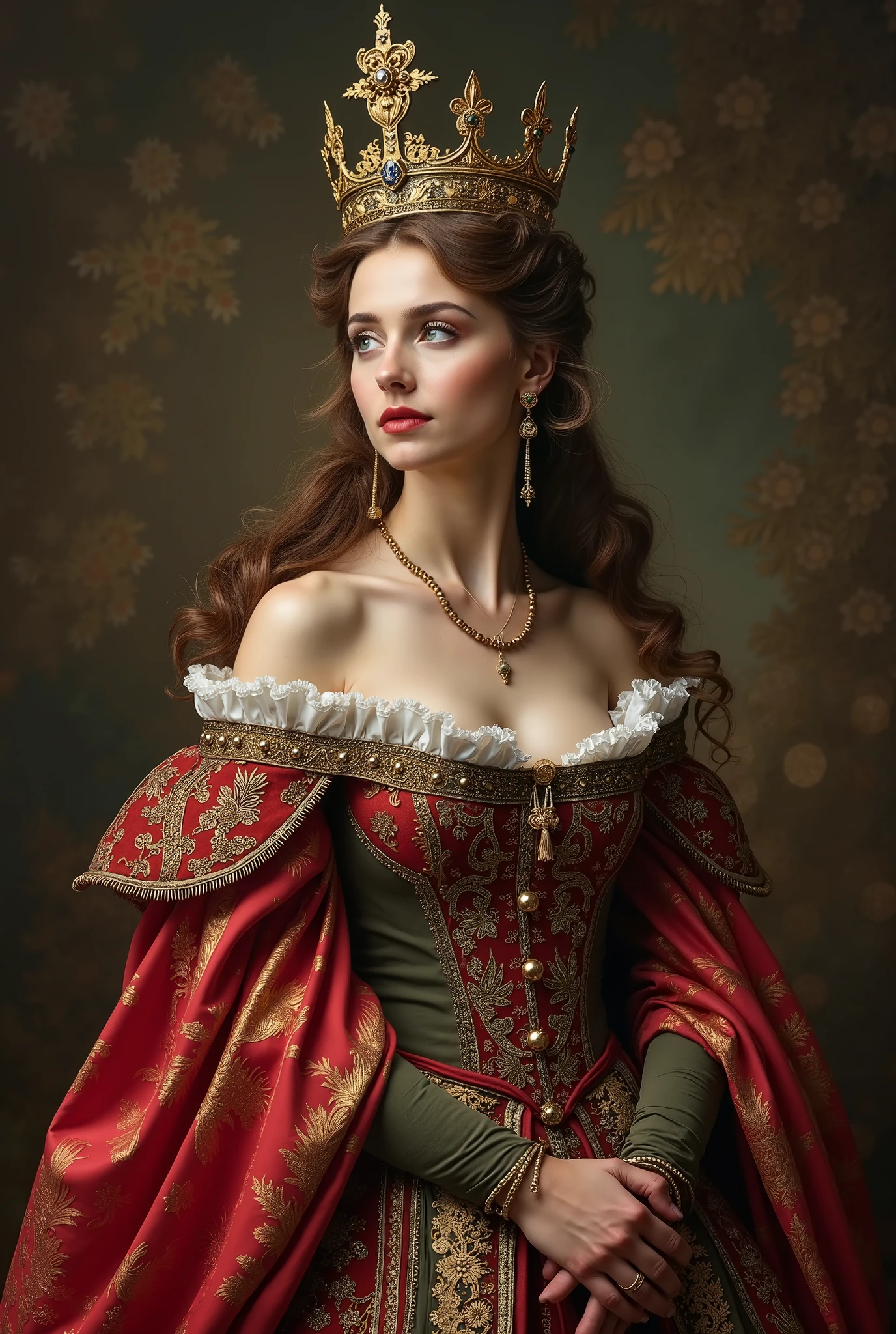 Arafed woman in a red and gold dress with a crown - SeaArt AI