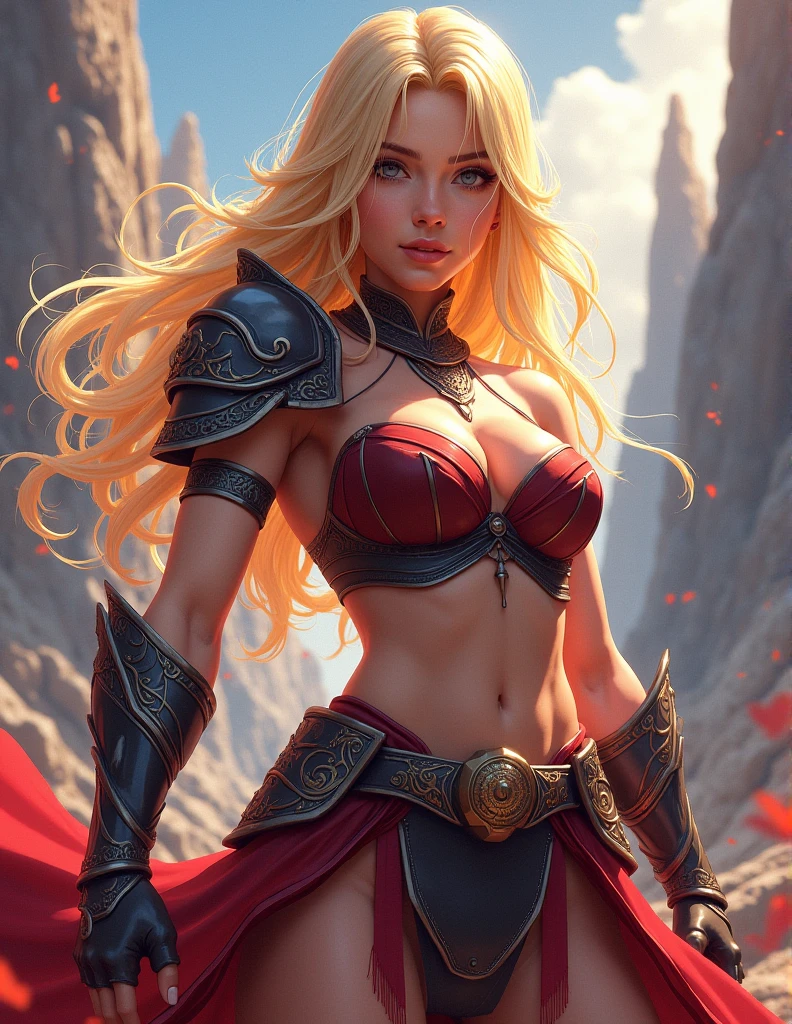 Very long hair blonde fit Woman wearing armor chun li cosplay, Womanly, impossibly small tiny waist abs waistline, circumference of lower extremities far exceeds 80 inches hips, she has massively immense hip measurements, with the worlds largest buttocks, location random, intense detail, bold leggings, hyper realistic, A bottom-heavy, superior body part, voluptuous lower body, feminine figure, portraits, Reductionist form, mujercore, bold lines, in the style of Mike Campau, Iris Van Herpen, Howard Schatz, Russian-Western, an Inferior Physical Goddess - s2 ((masterpiece)), (((best quality)))