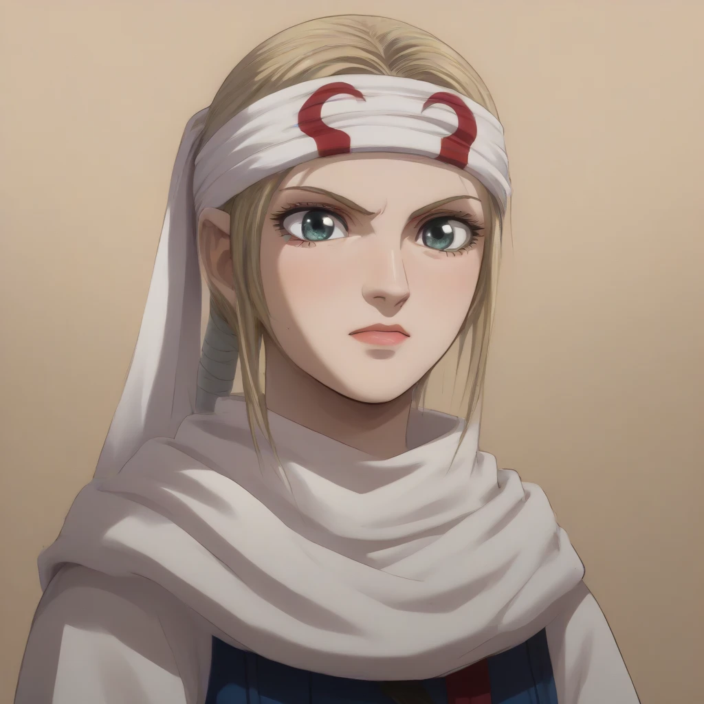((Sarah Bryant)) score_9, score_8_up, score_7_up, 1girl, kyoukai cowl (((headband))) body guard oval face