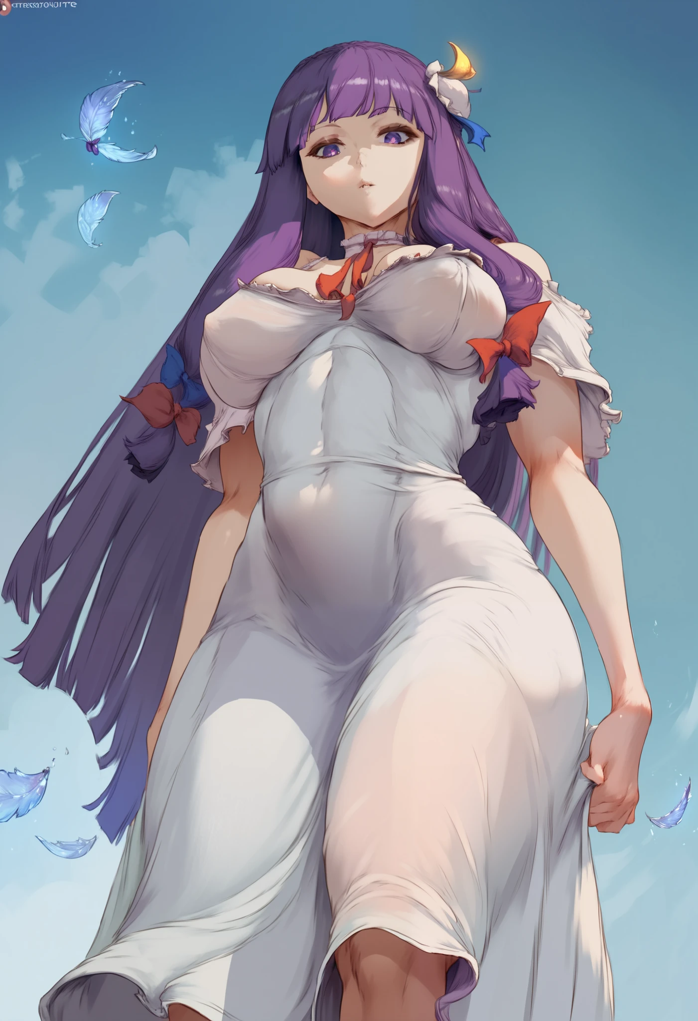 Gorgeous purple hair,teenage wife,Big breasts,Real-time 2D images