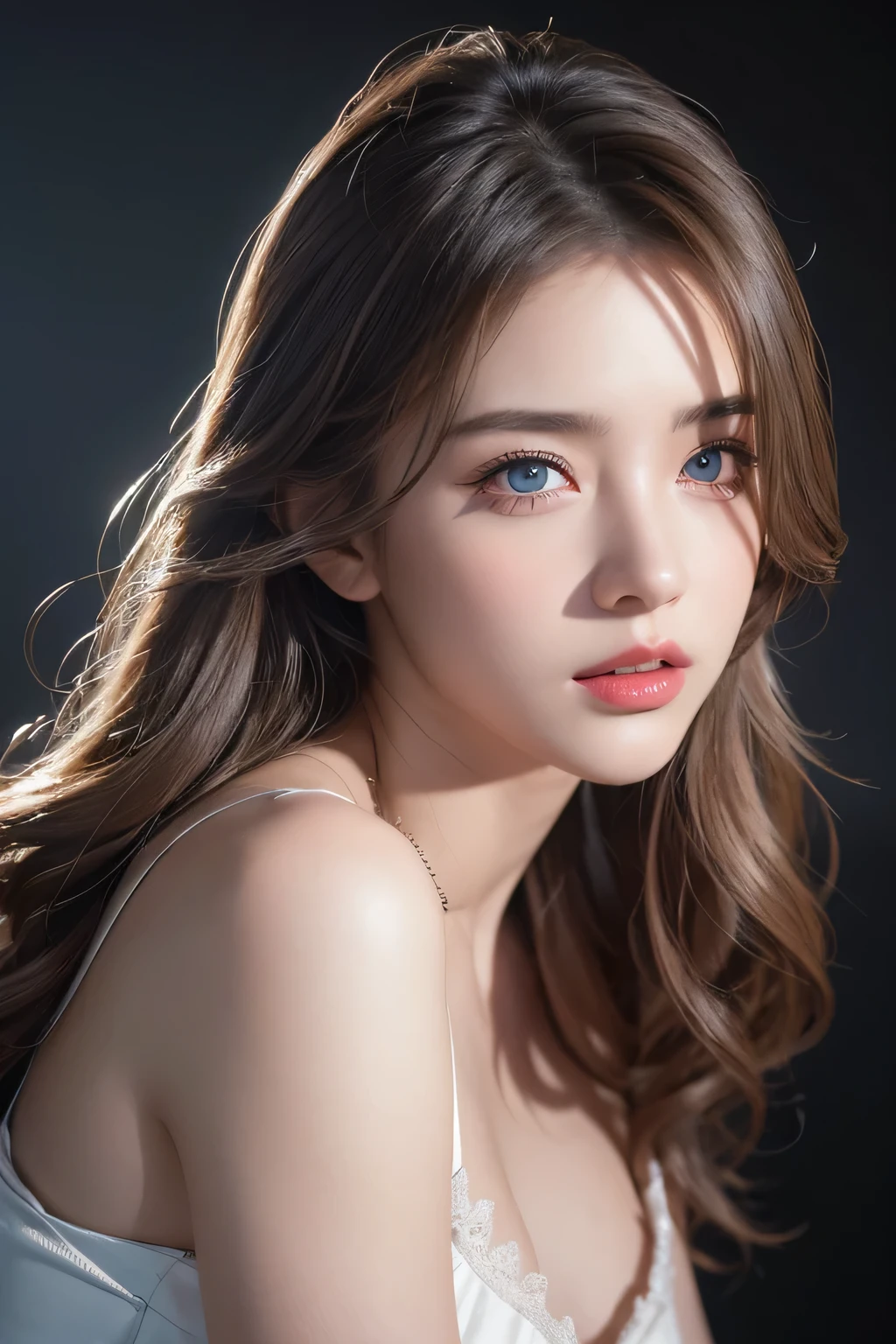 A woman with long hair and blue eyes posing for a picture - SeaArt AI