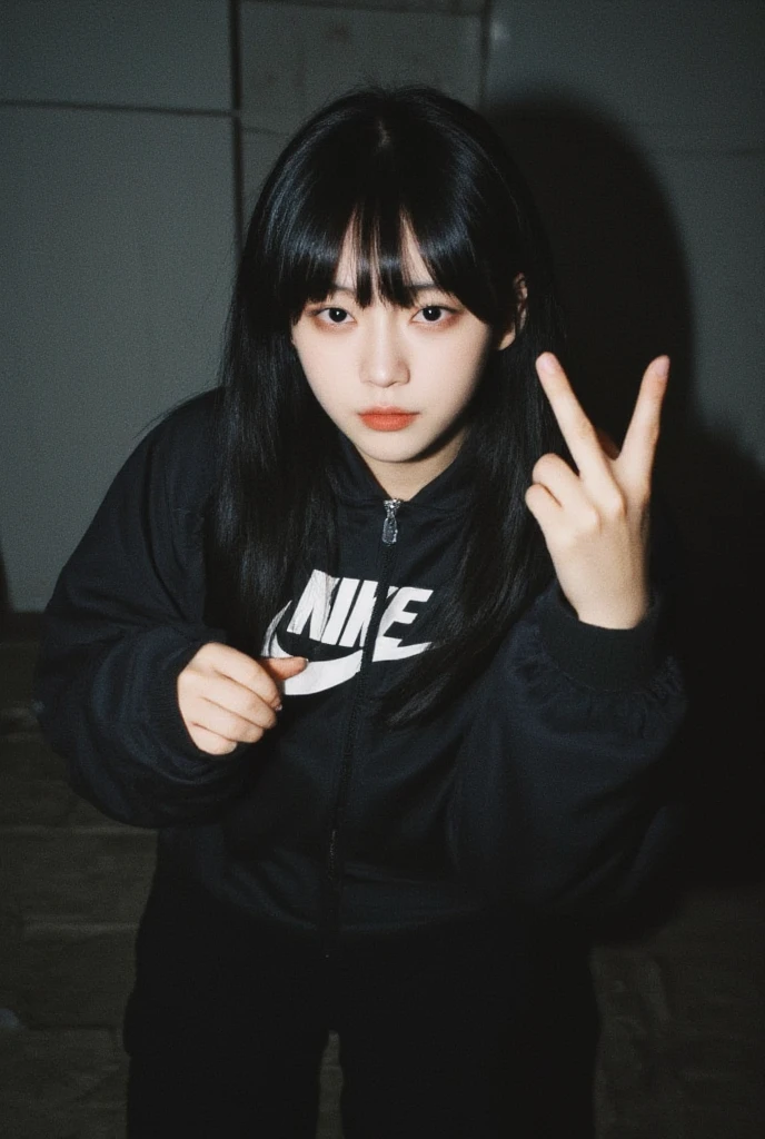8K,Best quality, masterpiece, ultra high res, (photorealistic:1.4), raw photo, (Authentic skin texture:1.3), (film grain:1.3), (selfie angle),1girl,beautiful detailed eyes and face,masterpiece, best quality,close-up,upper body, wolf cut hair, (Black anime t-shirt:1.4), (upper body:1.3), (in the room:1.3)