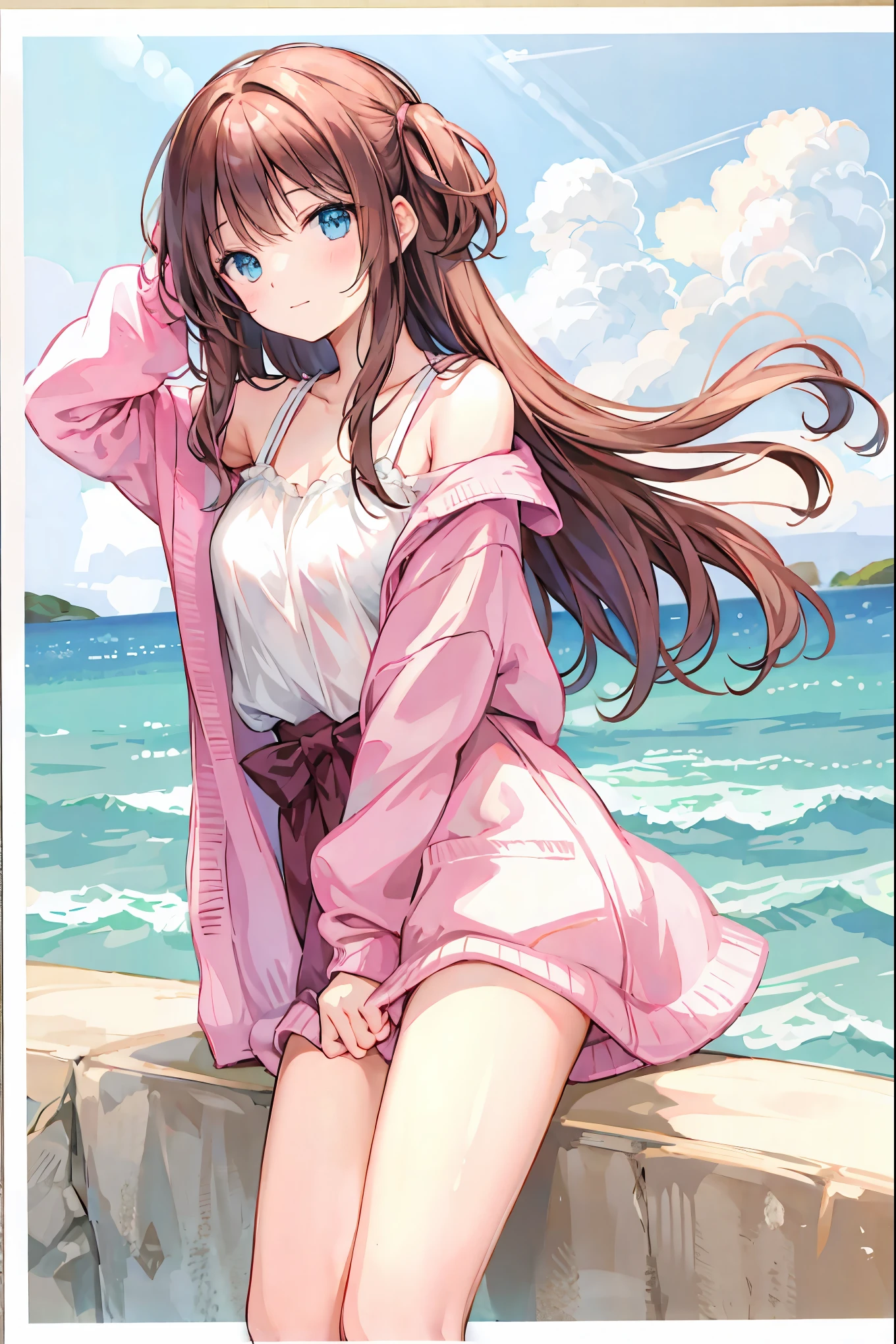 (Cute older sister:1.3)、(Very detailed)、Spring atmosphere、morning、Messy Hair、moisture、holiday,Brown Hair,Shortcuts,Messy Hair,Slender beauty,Small chest,Beautiful feet,Perfect Anatomy