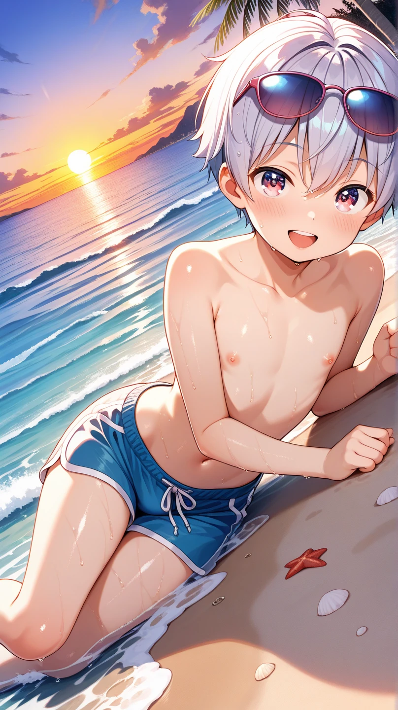 (score_9,score_8_up,score_7_up,score_6_up,score_5_up,score_4_up), 8k, best quality, best lighting, in pop anime style, 1 shota is 10 yo, ((slender body)), (twink), cute eyes, wearing short pants, ((veiny arms)), ,((extremely super huge and thick and long and long and long veiny penis: 1.4)), ((extremely super big and heavy and huge testicles:1.4)), testicles stick out from pants, wide shot, (((foreskin: 1.4))), uncut, (((phimosis: 1.4))), 