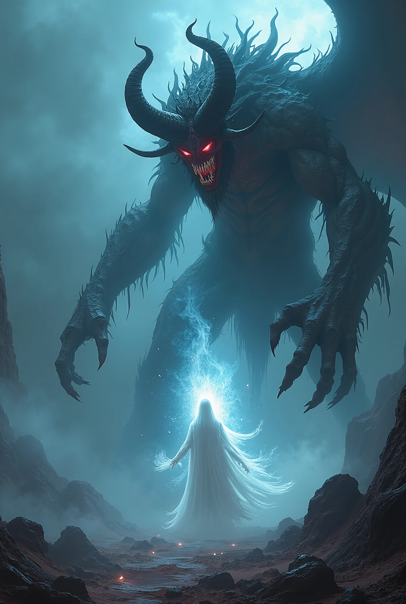 Death with a demonic aspect , dark and Machiavellian , killing an angel