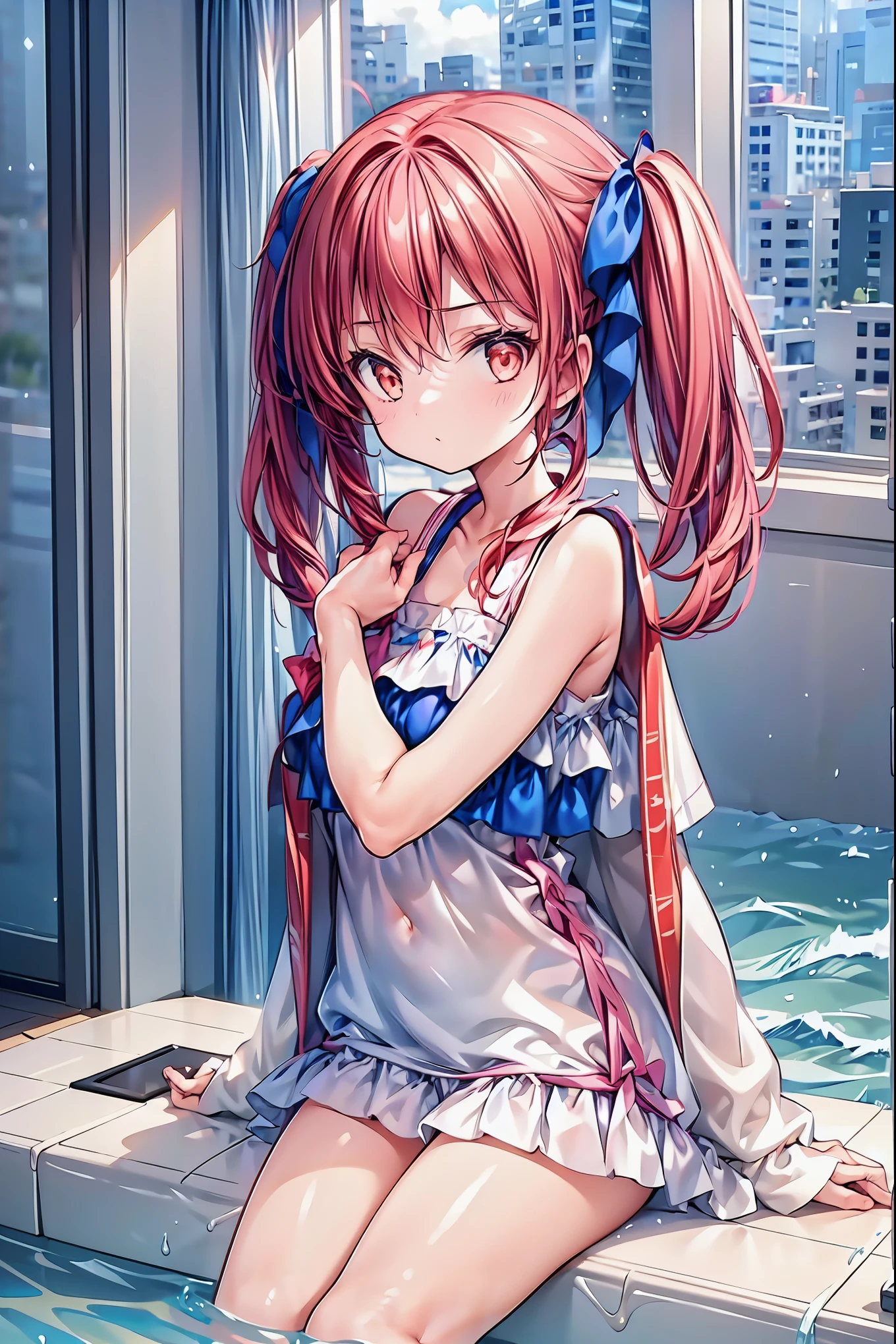  one girl 、 Twin Tails、 swimsuit