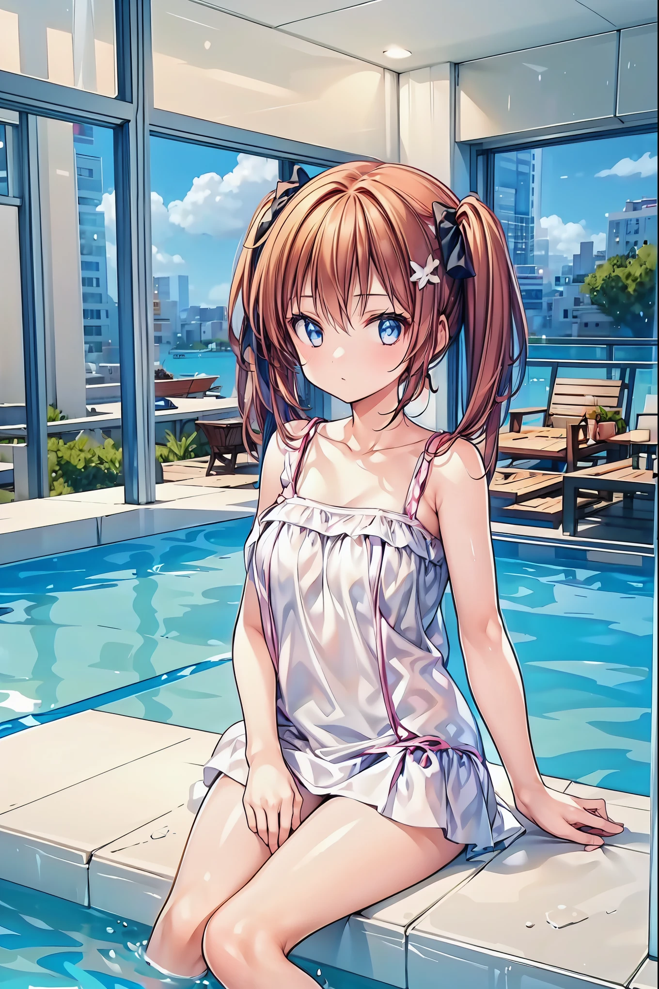  one girl 、 Twin Tails、 swimsuit