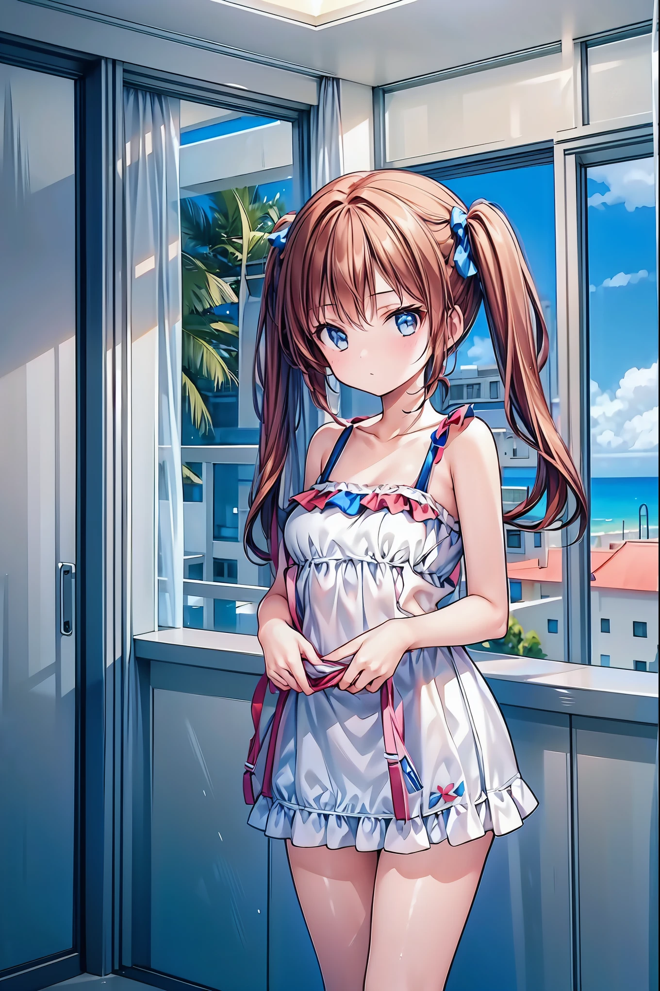  one girl 、 Twin Tails、 swimsuit