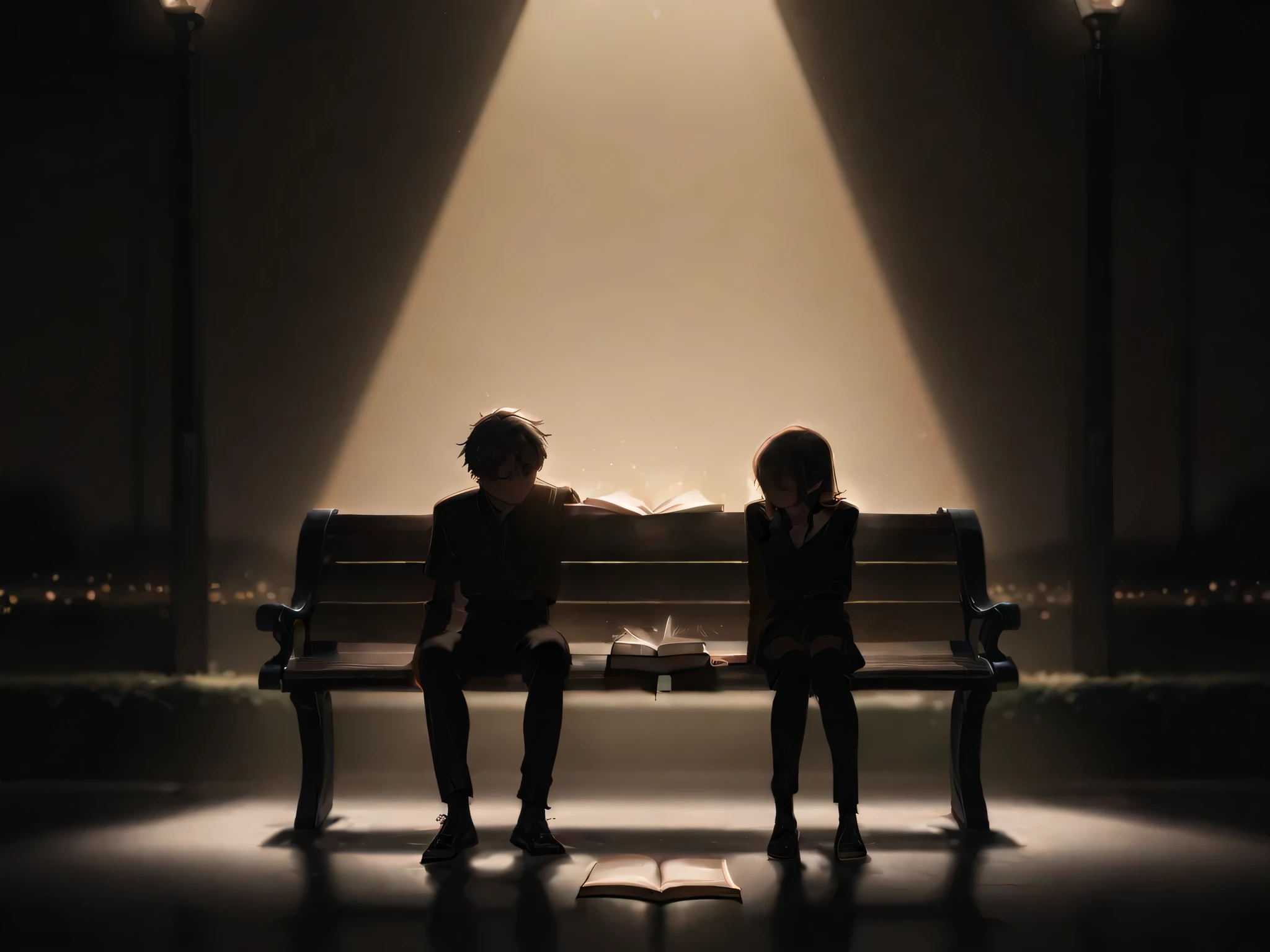 (( masterpiece, )),  high resolution on the bench, 8K,  movie lighting,  high contrast , youth,memory,love,diary,daytime