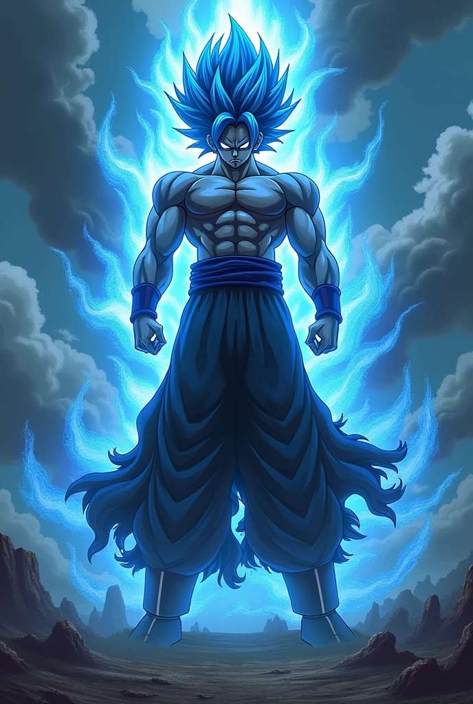 Male figure shrouded in ethereal blue lightning,Reflective dark purple etching. His mysterious presence hints at a close connection with infernal forces. A purple shadow fell on him, The mysterious dance of creation, Destruction and Rebirth,