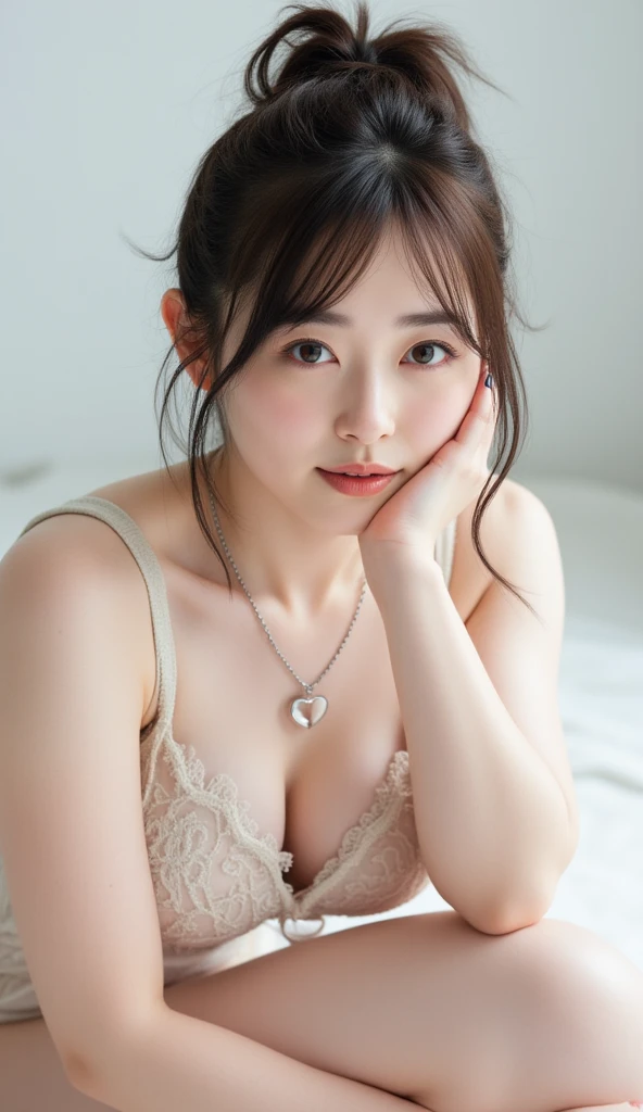 naked:1.5、 naked、 white skin、 sense of openness  、  slender body:1.3，  rich breasts， Small Ass ，  rich breasts、 : 165cm、 rich breasts， (( best quality 、 8k resolution、Masterpiece、 portrait)),  pictures realistic, 35mm Film、Masterpiece ,  Top Quality  , whole body,smile、  correct skeleton、  white skin、 Open Heart Necklace、(((  curly realistic pubic hair :1.5、 Lots of pubic hair :1.5 、濃い恥毛:1.5)))、 slender body、((( squat:1.5、  open leg :1.5)))、 seduces men 、ソファーの上で squat、 lace underwear、realistic embroidery underwear:1.5、Small underwear、 pink underwear