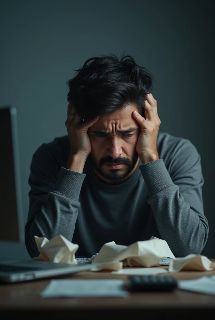 Socially isolated male indian crying  college student 