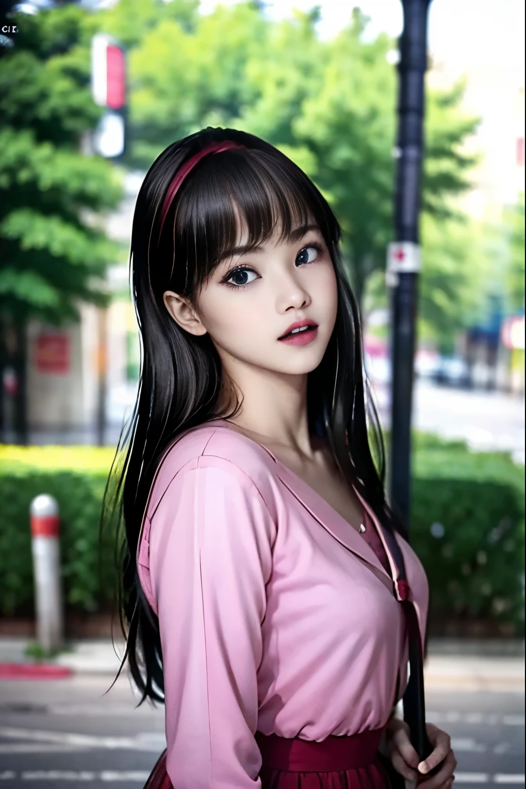  that looks great with maroon shortcuts 、Deep, bright eyes 、 pink dress 、 white skin so you can fall out 、 an impeccable young lady no matter where you look at it、・・・２２Year-old female college student、 