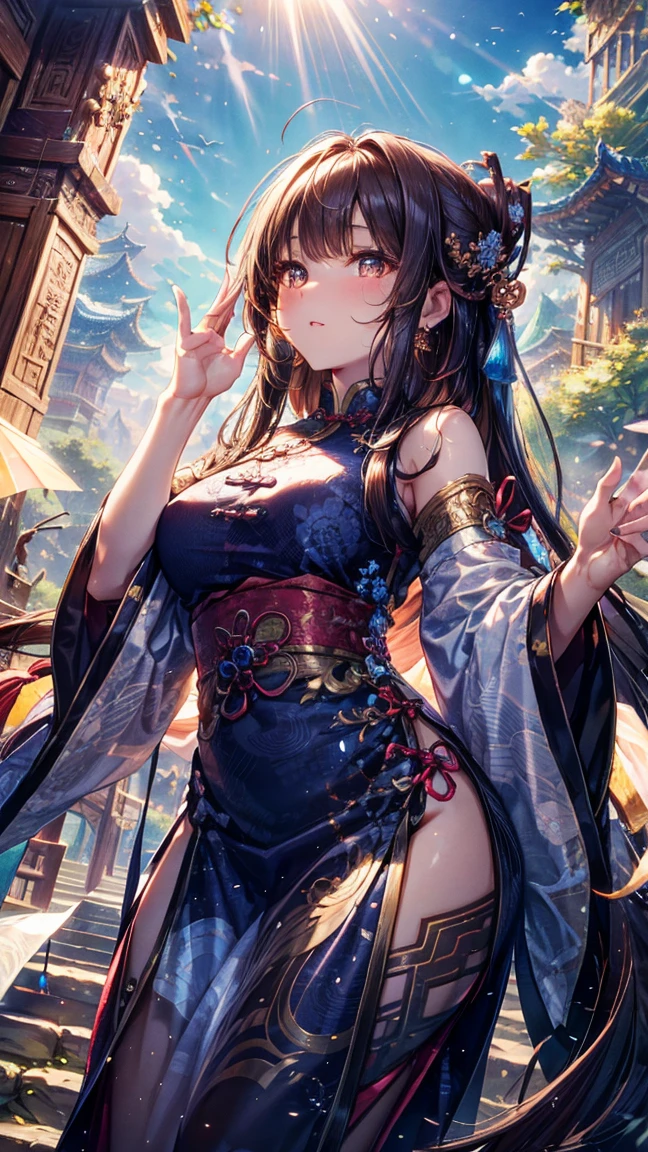 (​masterpiece、top-quality、top-quality、Official art、Beautifully Aesthetic:1.2)、(1girl in)、ighly detailed、(Fractal Art:1.3)、colourfull、highestdetailed、dynamic compositions、Poses in motion