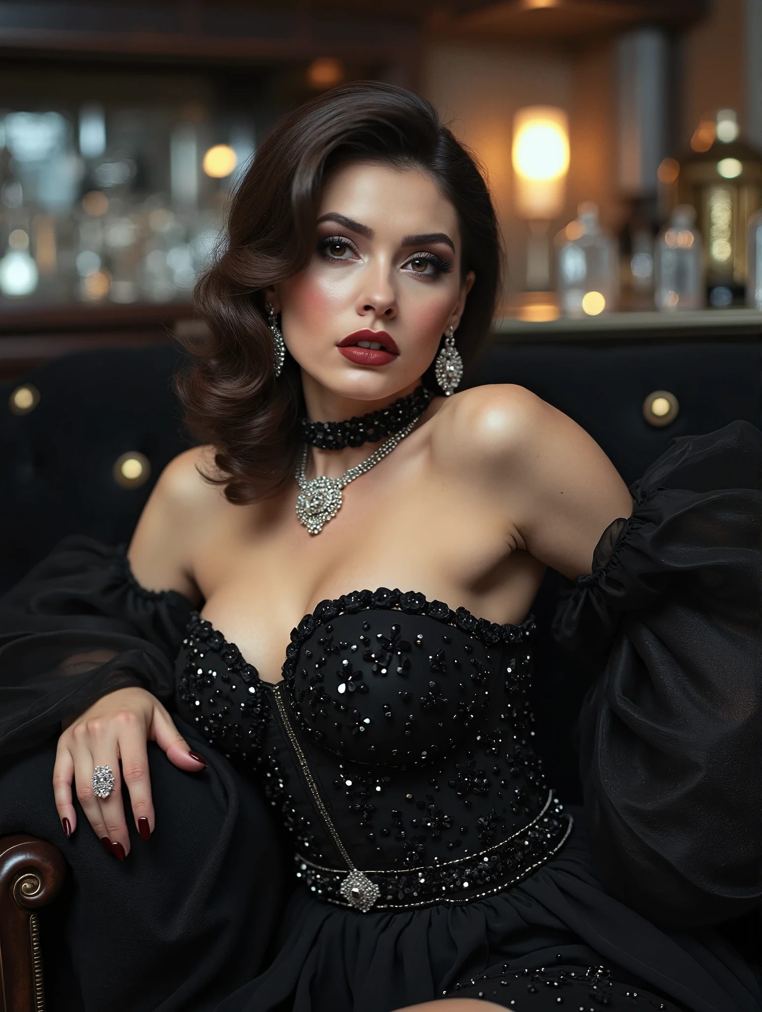 UHD, (1 girl), long dark black bun hair, big slim waist, ava max, bella poarch, olga buzova, Eva Green, salma hayek, violet myers, 24 year old female model, ayahausca, instagram model, lianna, sexy girl, the extremely hot and sexy, (8k, RAW photo, highest quality),(epic realistic:1.5), dynamic posture,erotic face (detailed eyes:0.8), (highest quality), (best shadow),intricate details,cinematic,((skin:1.4)) (hdr:1.5), detailed, masterpiece, RAW photo full-length portrait, captivating eyes, bright details, (high skin detail), (tint: 0.25), (dirty: 0.66), Key lighting, (backlight: 0.4), medium depth of field, Canon 5D, 50mm lens, f/4 aperture, (ultra-detailed, complex detail), sharp focus, 4k, absurd, 8mm film grain, flirting with camera, wearing a sexy dress