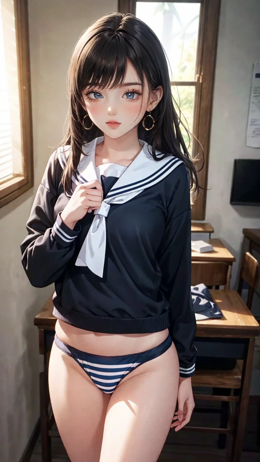 Browsing Caution、18 Performance、Top View、Perfect Anatomy, Realistic, ((Sex、Vaginal ejaculation)),8k, Very detailed, high quality, ((R-18 Performance)), girl, Realistic style、small:1.1、Flat chest:1.1、See-through clothing、Sailor suit、Spread your legs、Young Face:1.3、Tears:1.5、、avert your eyes、socks、Glasses、Braid、White skin、orgasm、Open your mouth、Drooling
