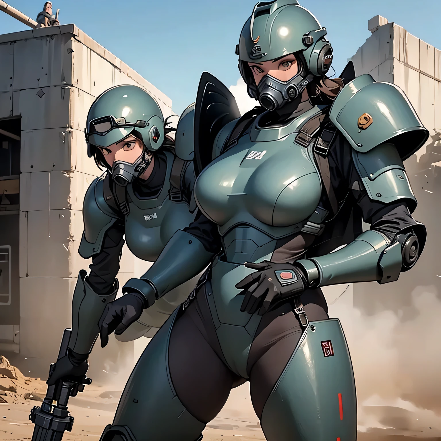 nipples shooting lasers, green top, brown hair in a ponytail, Lara Croft, (\Bombshell_Tits_Tanks\:1.2) Military Vehicles, Military, Tanks, Gigantic Breasts, in a (hypermarket stage:1.3), long nipples, hard nipples