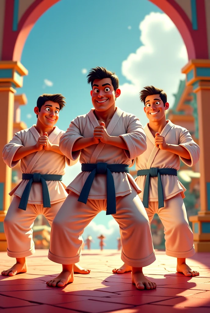 Man fighting muay thai vs another man, disney pixar style in high quality
