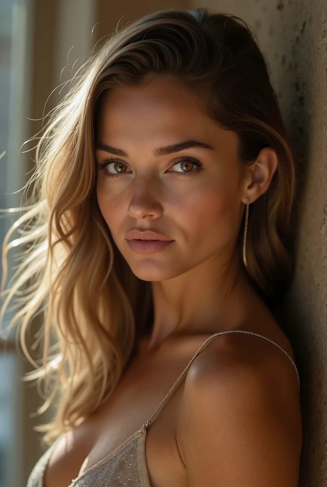 belle blonde, belle forme, very detailed, 21 ans, visage innocent, natural wavy hair, yeux bleus, high resolution, chef-d'artwork, best quality, intricate details, very detailed, Sharpness, detailed skin, Realistic skin texture, texture, detailed eyes, professionnel, 4k, Sourire charmant, shot with Canon, 85mm, faible profondeur de champ, couleur de vision kodak, perfectly fitted body, Extremely detailed, Photo_\(Ultra\), photoRealistic, Realistic, Post-traitement, maximum detail, roughness, vrai vie, Ultra Realistic, Photorealism, la photographie, 8k euh, la photographie