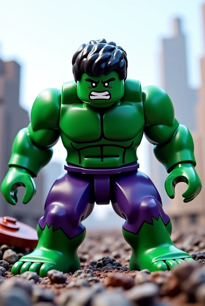 A photo of a lego like Hulk, plaything, plastic, mini