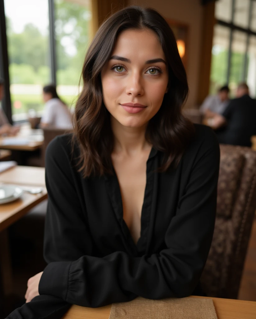 Alicia has , well-designed jaw, jabuticaba eyes not so big, well-designed and large mouth, upturned and well-made nose, introverted and a little mysterious, wears baggy clothes and is without serious.
