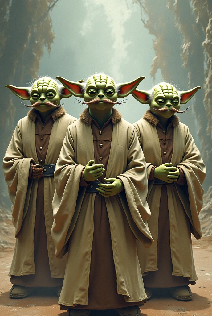 STar Wars, a coven of insane lesbian witches (many alien humanoid races, many colors, simple robe, nude underneath), in a stone archaic fortress, are doing a ritual calling on the dark side of the force to impregnate volunteers
