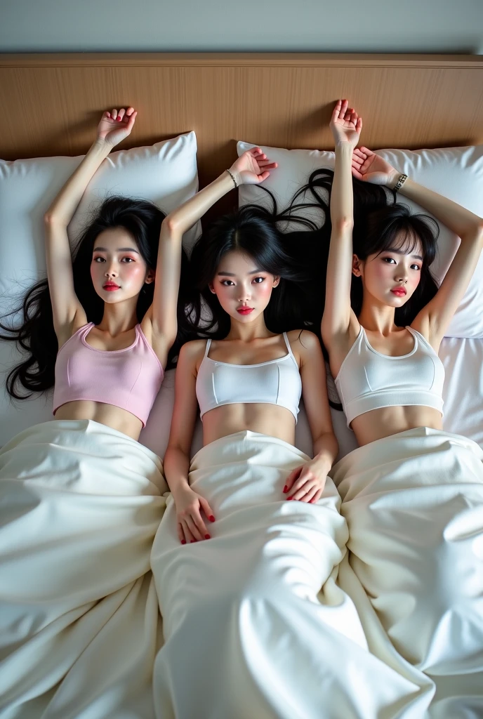 Two very beautiful girls in short black and pink clothes at a sleepover 