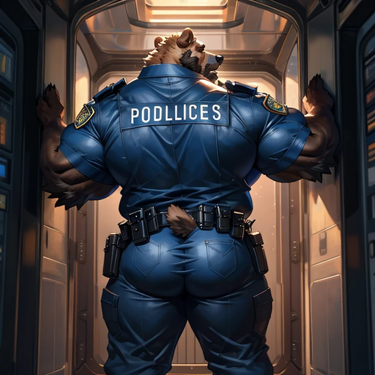 1 furry, a powerful minotaur, (german genetics, wearing a leather collar, very soft fur, relaxing in a police station changing room, looking at viewer, pleasured face, open mouth:1.19) thick horns, male, soft light, (photorrealistic rendering, detailed manly bull face, minotaur wearing black swat gear, detailed clothing textures, close focus on boots:1.3), solo, wearing black tactical boots, (photographic masterpiece, accurate long equine genitalia, erection, very detailed tactical boots:1.61), mottled penis (masturbating, jerking off, leaking precum, minotaur with equine genitalia, black saggy testicles:1.44), hyperrealistic equine genitalia, (very oversized footwear, photorrealistic lighting, medial ring, hazel eyes, sitting on a bench, wearing tactical gloves, fully clothed:1.43), oversized cow nose, (view from floor, boot closeup, detailed boot leather texture:1.27)