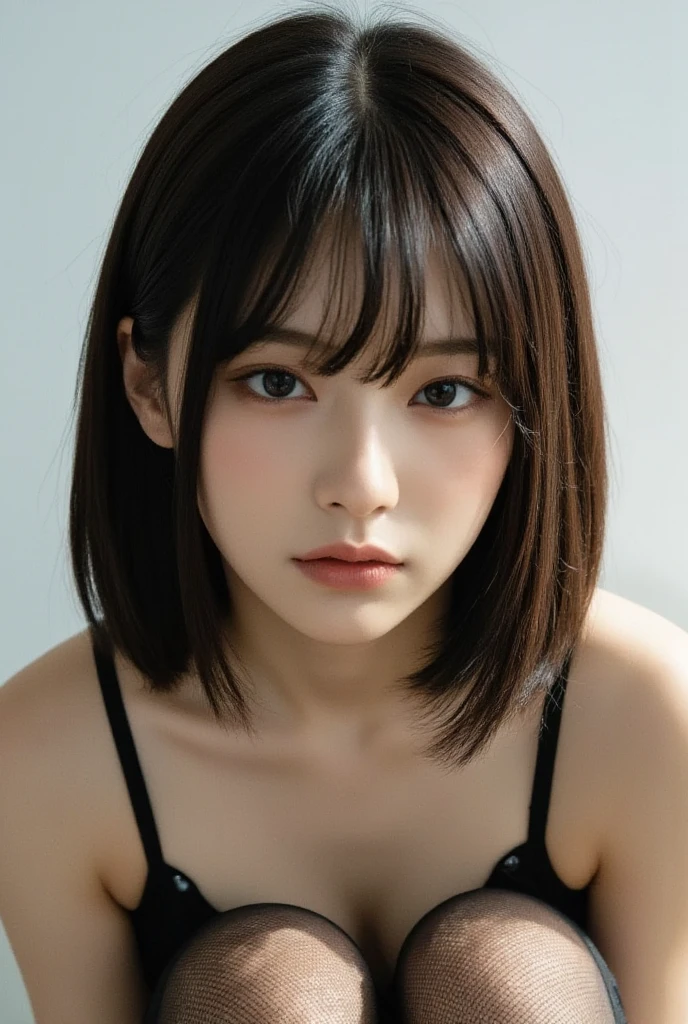 1girl, black  dress, white background,    <lora:RioHamasaki_Jav-02:1>