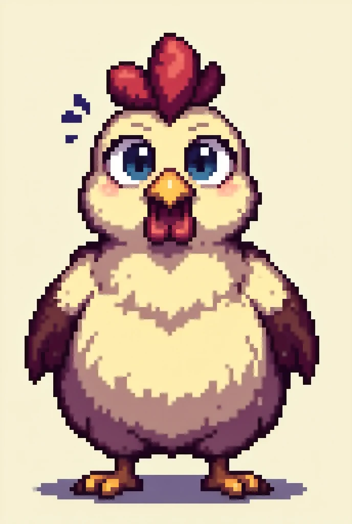 fat funy chicken, with gi eys, sprites in fron view in 32x32