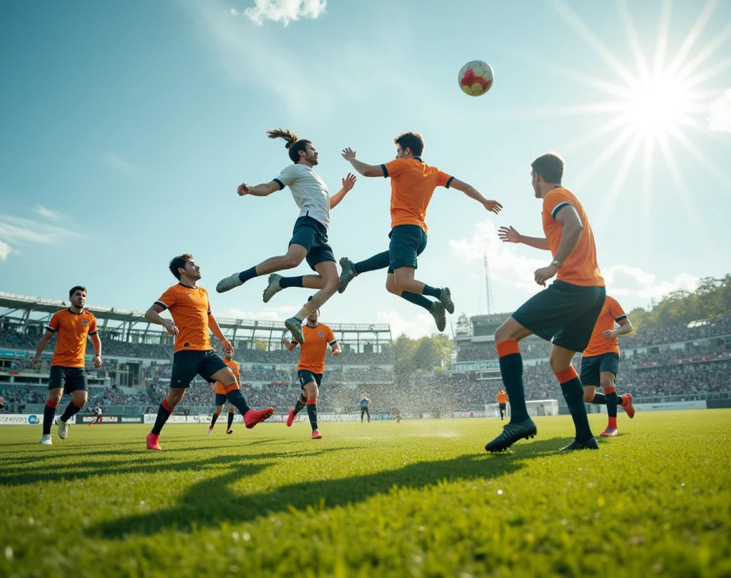 soccer in the air.