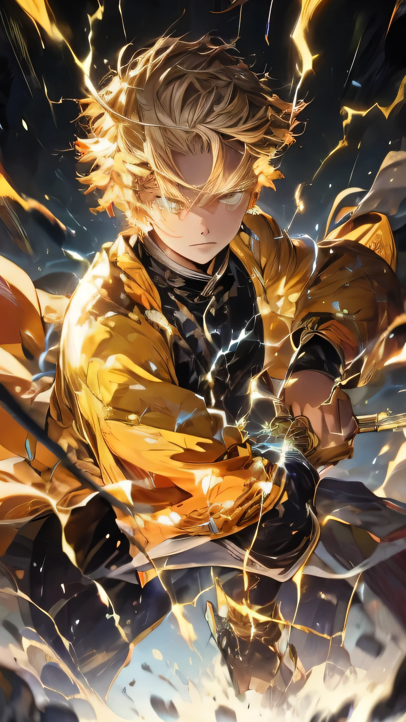 add his electrified blonde hair and blazing eyes,