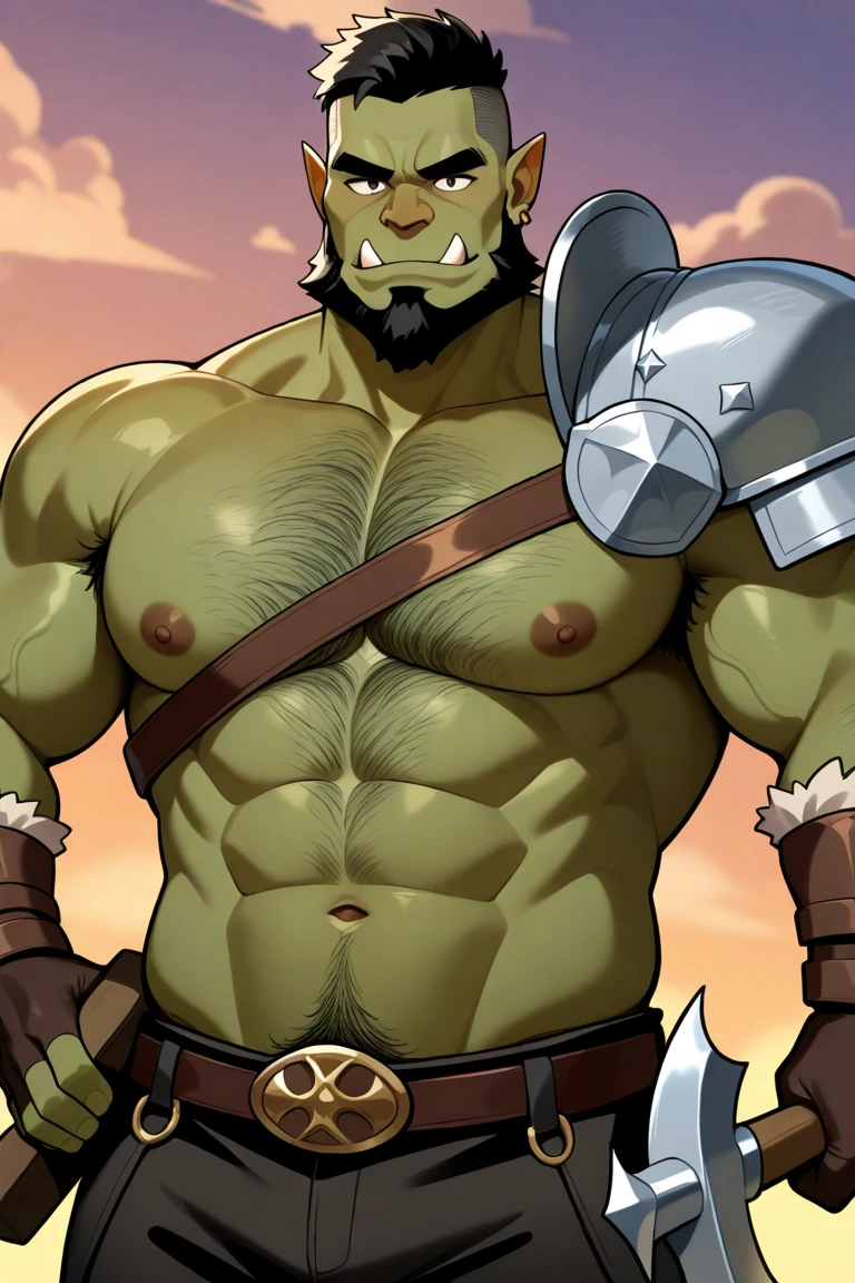 score_9, score_8_up, score_7_up, solo, male focus, male, orc, green skin, tusks, beard, outdoors, micro armor , shoulder armor, breastplate, upper body, closed mouth, pauldrons, night, japanese festival , 祭り , (( nude )) , ((( more than 20 inches massive wood dildo in his asshole ))) , full body , boots , penis , laying spread legs , massive ass , dripping milk form nipples , tear , ashamed face 
