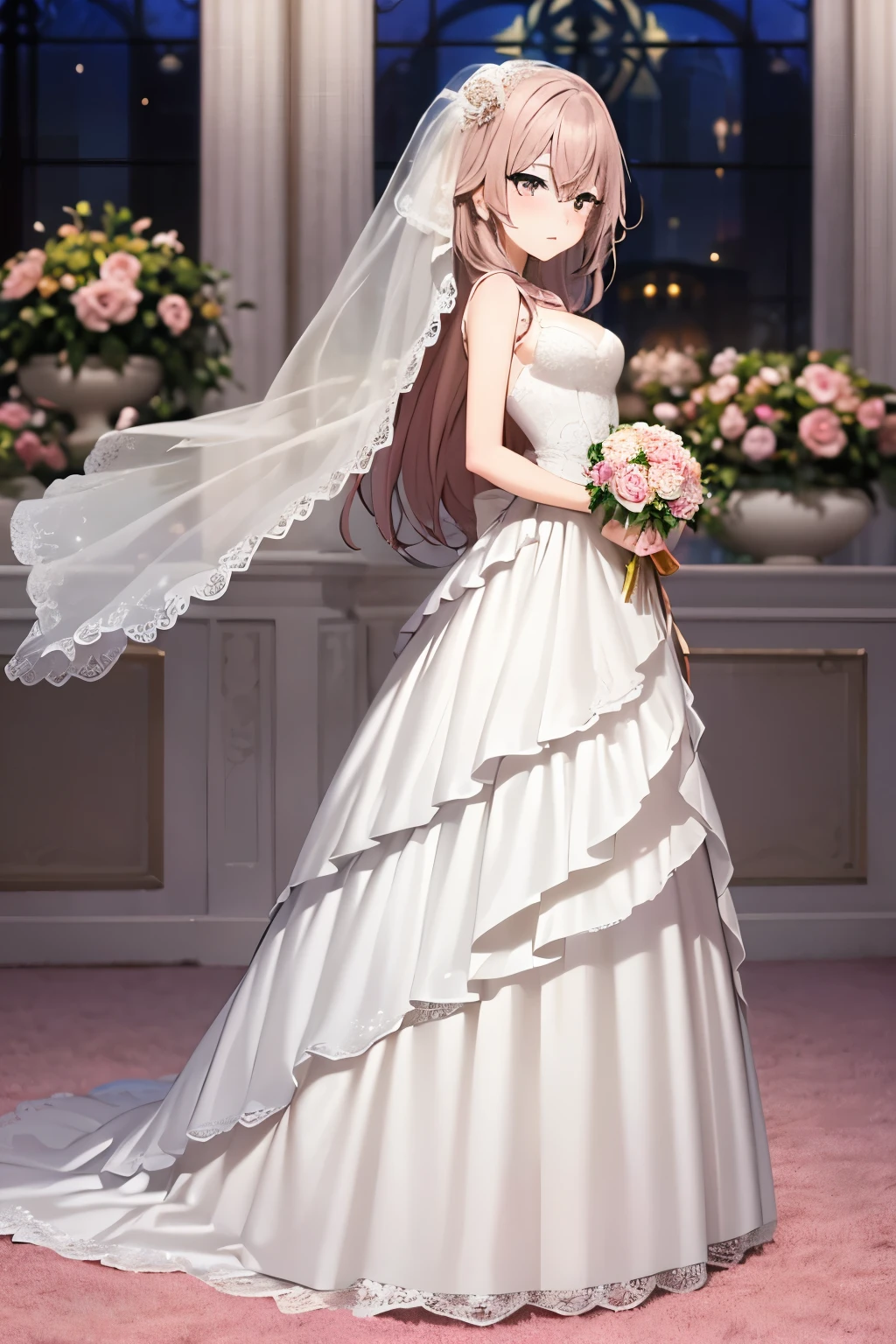 Sajuna Inui, full body, looking at the viewer, wedding dress