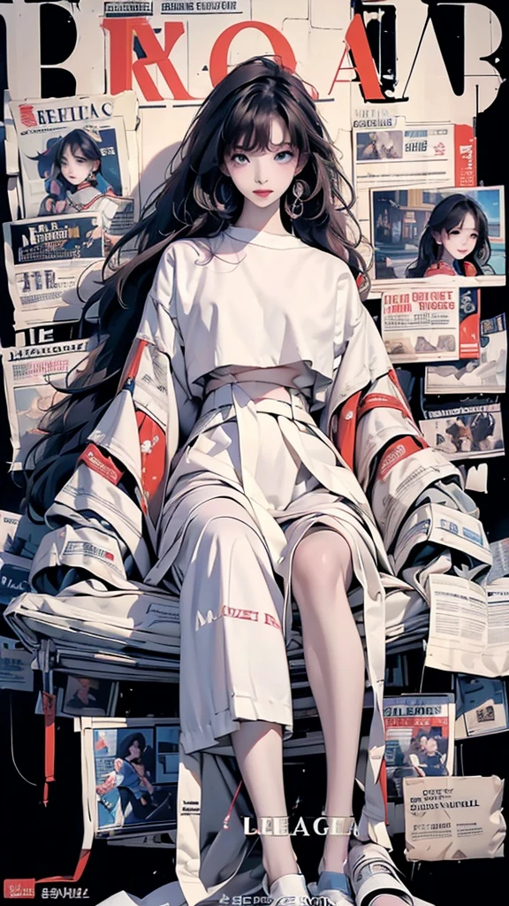 (magazine cover:1.3),Ulzzang-6500, (realistic: 1.3) (manuscript: 1.2), Masterpiece, best quality, Beautiful, clean face, full body, 1 girl, glitch art, (digital distortion), Pixel fragments, Corrupted data,Colorful sounds, visual chaos,Contemporary aesthetics