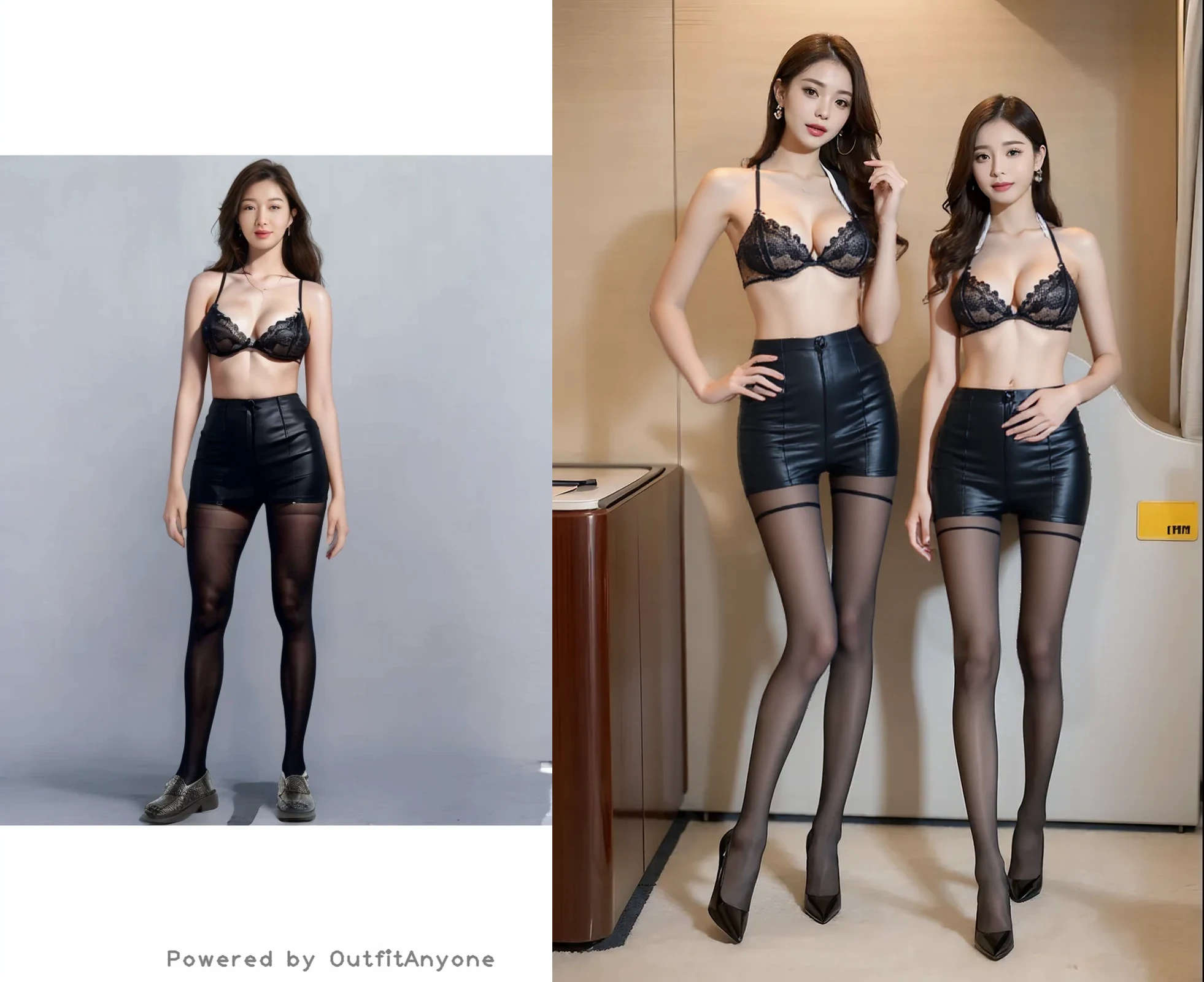 ulzzang-6500-v1.1, (RAW photos:1.2), (realistically:1.4), Beautiful and delicate girl, Eyes and faces are very detailed, beautiful eyes, Ridiculous resources, tight clothes, scantily clad. slender figure, Suitable for athletic bodies,, 18 years old, ((,mellow)), ((dynamic poses)), (camel toe), (half turtle), black, High heel, 、The absolutely loyal secretary,Total obedience,Wait for the command