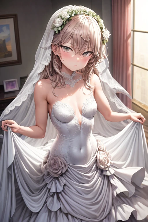Leaking pink panties、Excited state、heart mark、PINK Underwear、top-quality、oppressive、masturbation、wedding dress(1:6)、Highest quality full-length images、Highly detailed anime super detail、masterpiece、tre anatomically correct、Detailed hand、(Mother 1.6)、8K、I love my tides、sexual excitement、Upper line、huge-breasted、thighs thighs thighs thighs、Sweat profusely、Friendly face、Stuffiness、Foreplay、(wedding dress:1.6)、Moisturizing skin、(Drenched body:1.3)、Detail Eye、NSFW、erotick、oppressive、Best Necklaces、cum on、Stuffiness、Lustrous hair、、 Vibe insertion、masturbation、Streaks in the crotch、Frontal view、full-body view,miku nakano