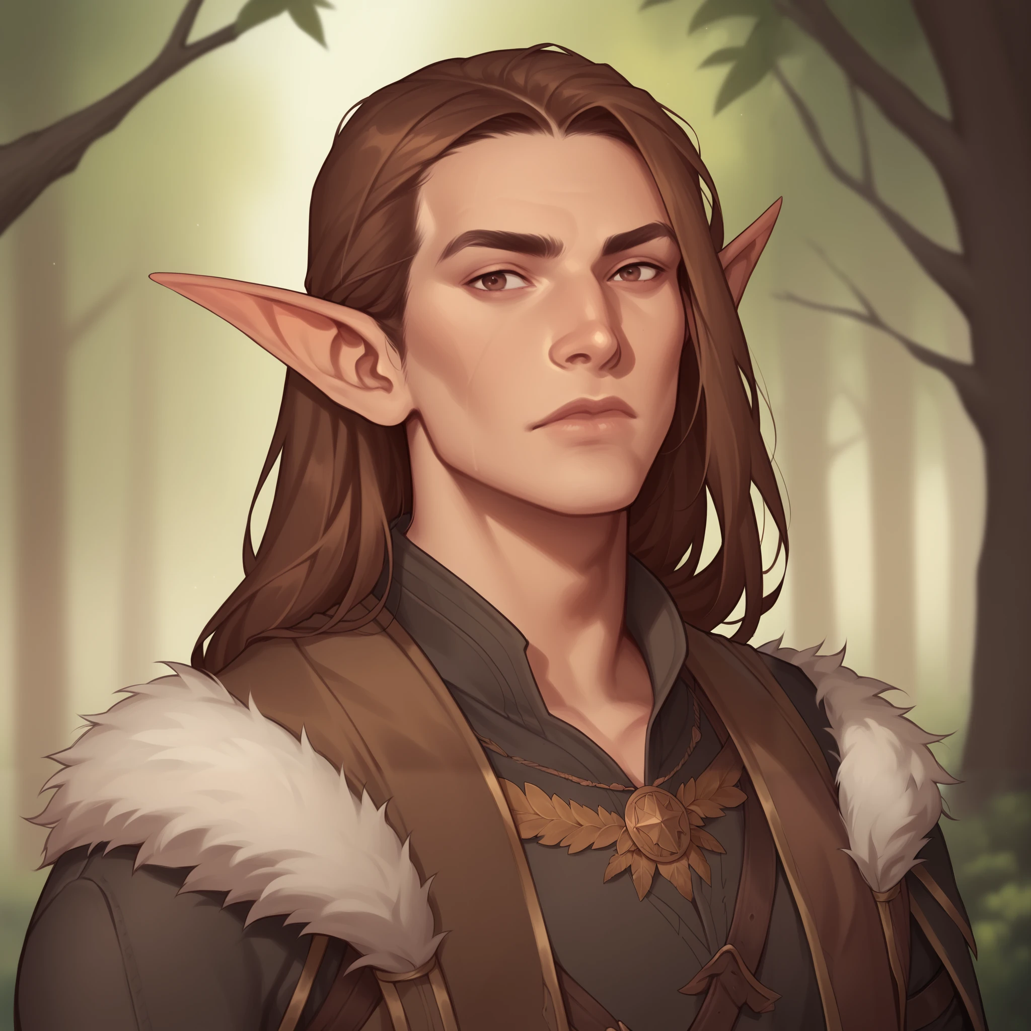 (((handsome, high quality, comics style, detailed face))), score_9, score_8_up, score_7_up, BREAK, bust shoot view, solo, A 40-years-old man:1.1, male elf, long brown hair, wide neck, pointed ears, druid warrior, fur clothes, (upper body:1.1), contempt expression, tundra, fantasy outside, blurred background, Expressiveh, DeepNegative_xl_v1, detailxl, zPDXL2